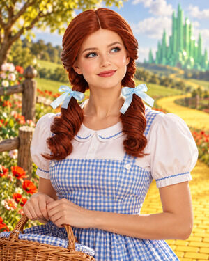 Dorothy Wizard of Oz Cosplay Wig Brown Pigtails Halloween Convention Costume